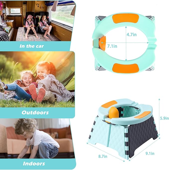 Portable Potty for Toddler Travel, Kids Travel Potty Training Chair with Travel Bag, Baby Potty Training Toilet for Outdoor and Indoor Easy to Clean (Blue) by Yszawmx, Includes 30 Replacement Bags