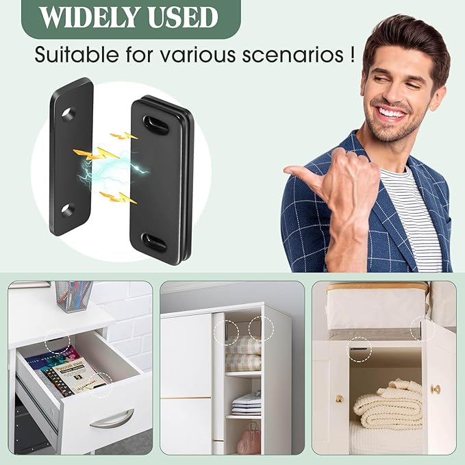 Ultra Thin Cabinet Door Magnets Catch,Magnetic Door Catch,Cabinet Latch Magnetic Closures for Kitchen Closet and Cupboard Wardrobe (White Magnetic 4P)