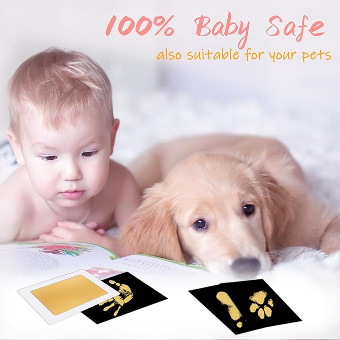 4-Pack Baby Footprint Kits,Inkless Hand and Footprint Kit,Clean Touch Baby Handprints and Footprints Kits,No Mess Ink Pad for Baby Hand and Footprints,Baby Shower Gifts for New Moms