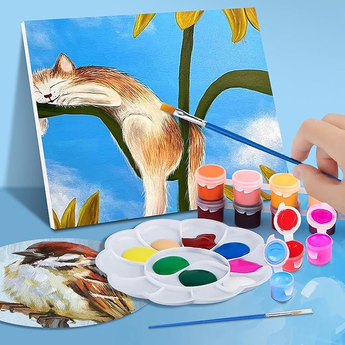 280 Pcs Washable Acrylic Paint for Kids Arts and Crafts, 20 Gouache Watercolor Paint Sets of 12 Colors for Party Classroom Painting Supplies, 20 Flat and 20 Pointed Brushes