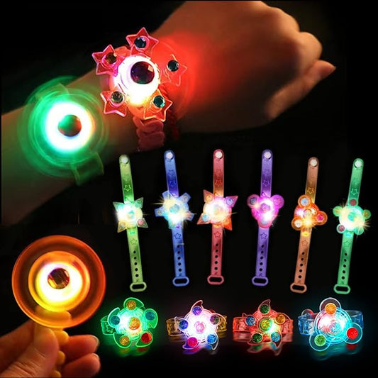 30PCS Spinner Bracelets Light Up Party Favors For Kids 4-8-12, Glow Bracelet Glow in The Dark Party Supplies Light Up Toys, Classroom Kids Prizes Goodie Bag Stuffers, Easter Egg Fillers Gift (30)