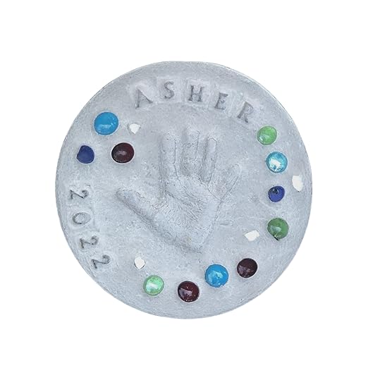 Large DIY Stepping Stone Kit, Handprint Stepping Stone, Mother's Day Gift, Footprint Stepping Stone (10 Inch)