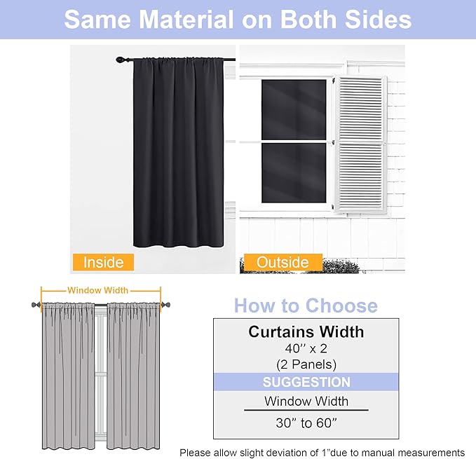 Simplebrand Ava Halloween Black Blackout Curtains for Bedroom, 2 Panels Set, 72 Inch Length, Privacy Thermal Insulated Rod Pocket Window Curtains for Patio French Door, W40 x L72 Inch