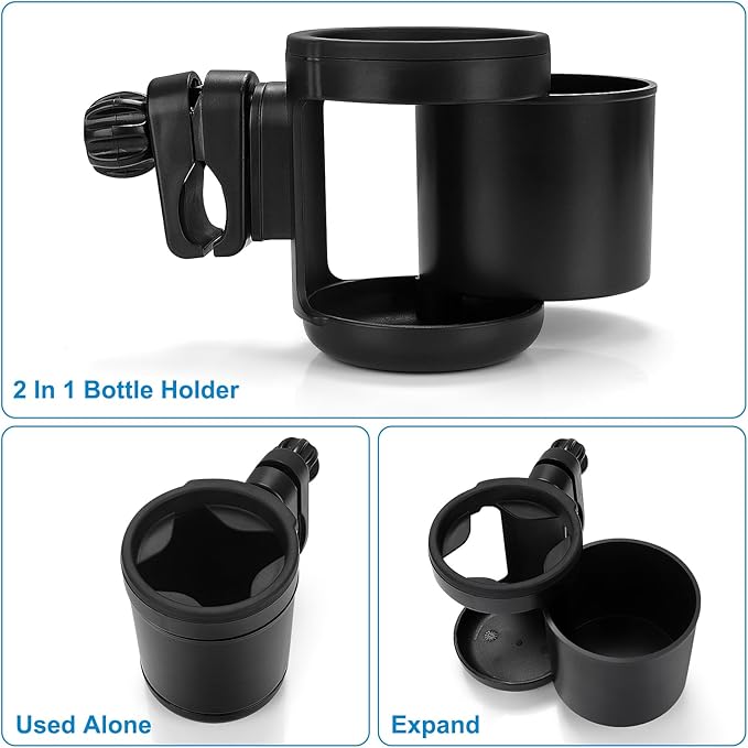 Accmor Universal Cup Holder, Stroller Cup Holder, 360° Rotatable Large Caliber Designed Bottle Holder for Stroller, Bike, Wheelchair, Walker, Scooter