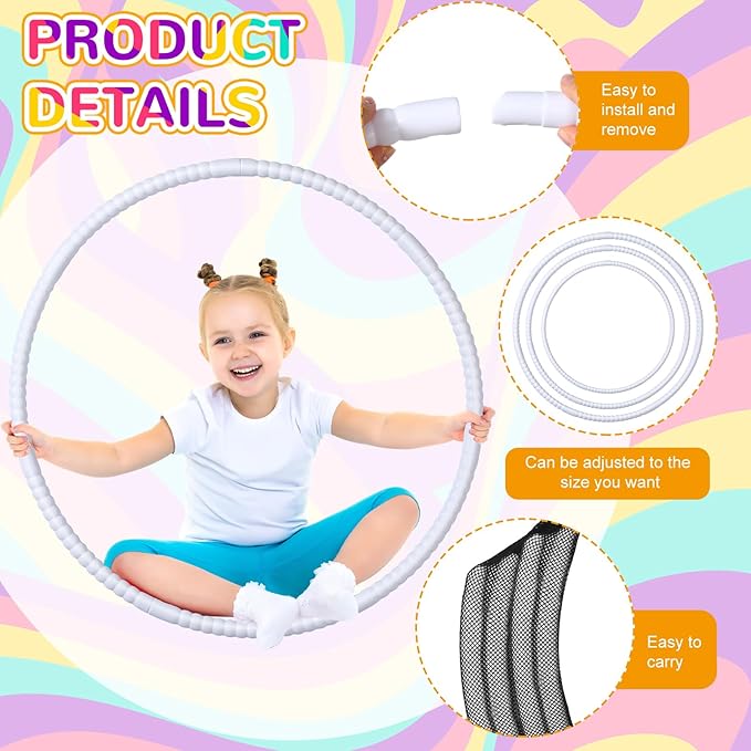 Shappy 6 Pcs Exercise Hoop Detachable Adjustable Plastic Toy Playground Toys Colored Hoop Circles for Teens Games Gymnastics Dog Agility Equipment Party Decor