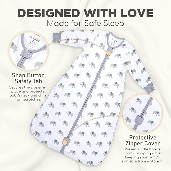 Mama Cheetah Baby Sleep Sack with Sleeves, 0.5 TOG Organic Cotton Wearable Blanket and Two-Way Zipper, Swaddle Transition Long Sleeve Sleeping Bag for Newborn Infant Toddler, 18-24 Months