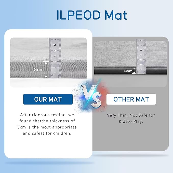 Baby Play Mat for Floor Tummy Time Mat Nursery Rug Muscle Mat Area Rug Playroom Rug Tatami Mat 79"x138" Memory Foam 1.3" Thick Crawling Mat for Babies,Toddlers, Infants, Kids(Light Gray)