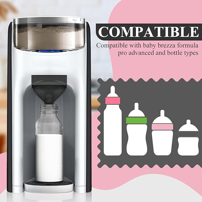 4 Sets Replacement Funnel Compatible with Baby Brezza Replacement Parts Funnel and Cover Baby Formula Dispenser, Grey