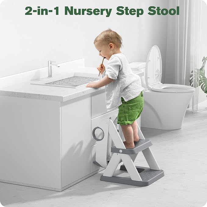 Potty Training Seat, Upgrade Toddler Toilet Seat for Kids Boys Girls, 2 in 1 Potty Training Toilet for Kids, Splash Guard Anti-Slip Pad Step Stool（Upgraded Cushion）
