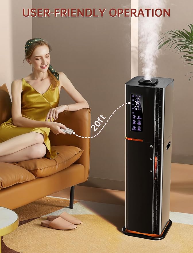 2.64Gal Humidifiers for Bedroom Large Room, Warm and Cool Mist up to 500ft², Top Fill Diffuser Ambient Light, 3 Mist Modes, 24H Timer, 35dB Quiet Humidifier for Home Office Plant