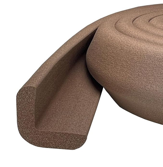 Kidkusion Baby Proof Edge Guards for Safety | Made in The USA | 24 Feet | Brown | Edge Protectors for Furniture, Tables, Fireplaces | Heavy Duty Tape Included