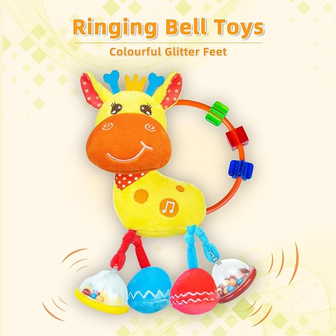 Baby Sensory Toys 0-6 3-6 Months,Infant Baby Musical Stuffed Animal Activity Soft Toys, 3+ Months Rattles Teething Toys for Babies,Tummy Time Toy Gifts for 0-3-6-12 Months Boys, Girls