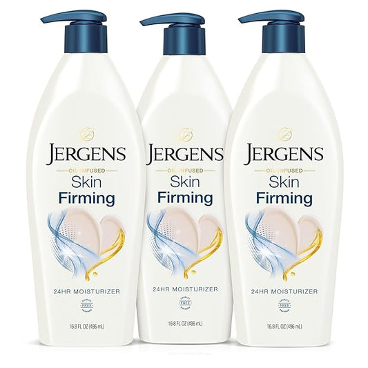 Jergens Skin Firming Body Lotion for Dry to Extra Dry Skin, Skin Tightening Cream with Collagen and Elastin, Dermatologist Tested, Hydralucence Blend Formula, 16.8 Oz, Pack of 3