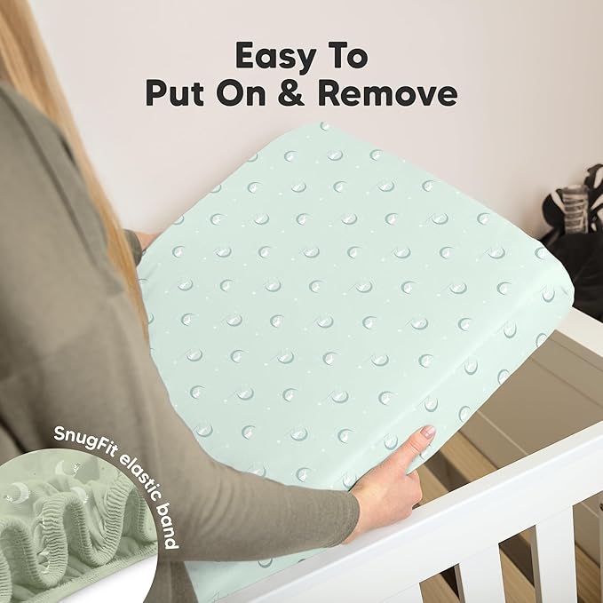 KeaBabies 2-Pack Organic Crib Sheets for Boys, Girls - 52x28 Fitted Crib Mattress Sheet Neutral, Breathable Jersey Cotton Cover for Baby Bed, Toddler Mattress, Soft & Cute Prints (Lunaris)