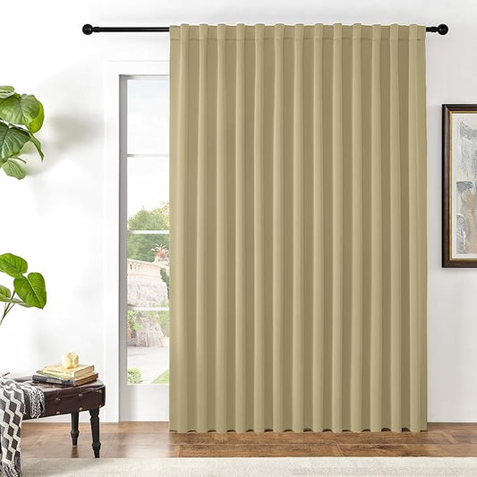 Joydeco Custom Blackout Curtains for Bedroom, 1 Panel Room Darkening Curtains & Drapes for Living Room Window Rod Pocket Back Tab (Custom Size,Beige)
