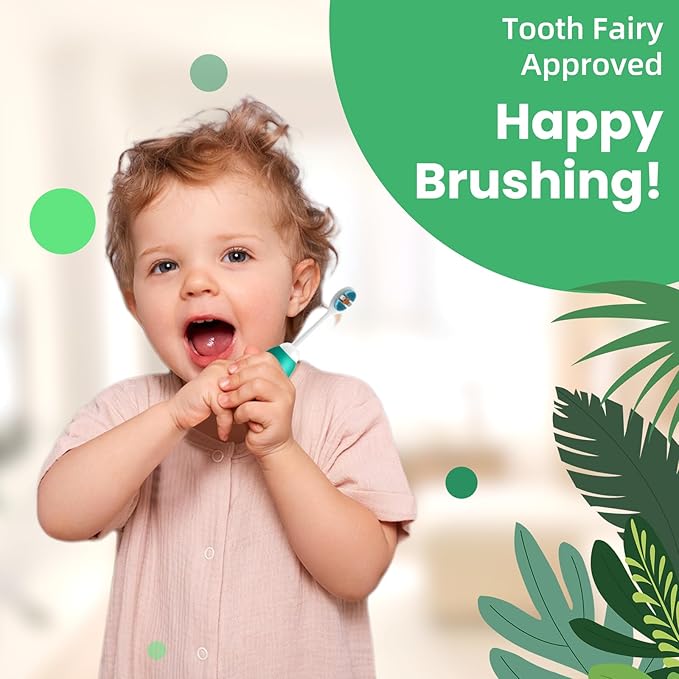 Kids Manual Toothbrush, Extra Soft Bristle With 10000 Bristles for Toddlers, Travel Design for Delicate Teeth & Gums, Children 2-7 Years (Light Green)