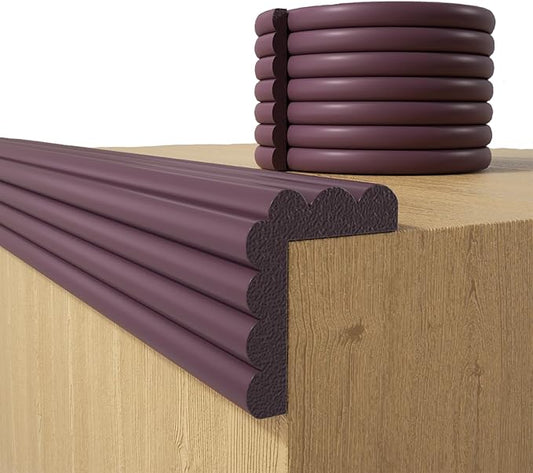 Baby Proofing Wall Corner Protector,Edge Guard Corner Protector,6.56ft Thinken Soft Corner Protectors Pre-Taped Soft Rubber Foam Edge Cushion for Furniture (Brown, 6.56Ft x 11.8" W x 0.47" Th)