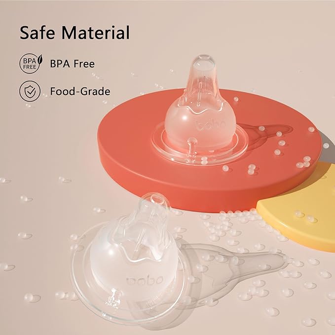 YOHKOH Natural Glass Baby Bottle with Natural Response Nipple, Newborn Anti-Colic Baby Bottles, Wide Neck Mushroom Cap Baby Bottle, Clear ((5.4oz (Pack of 2), Red-1)