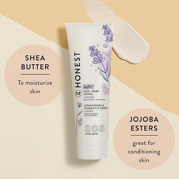 The Honest Company 2-in-1 Cleansing Shampoo + Body Wash and Face + Body Lotion Bundle | Gentle for Baby | Naturally Derived | Lavender Calm, 18.5 fl oz