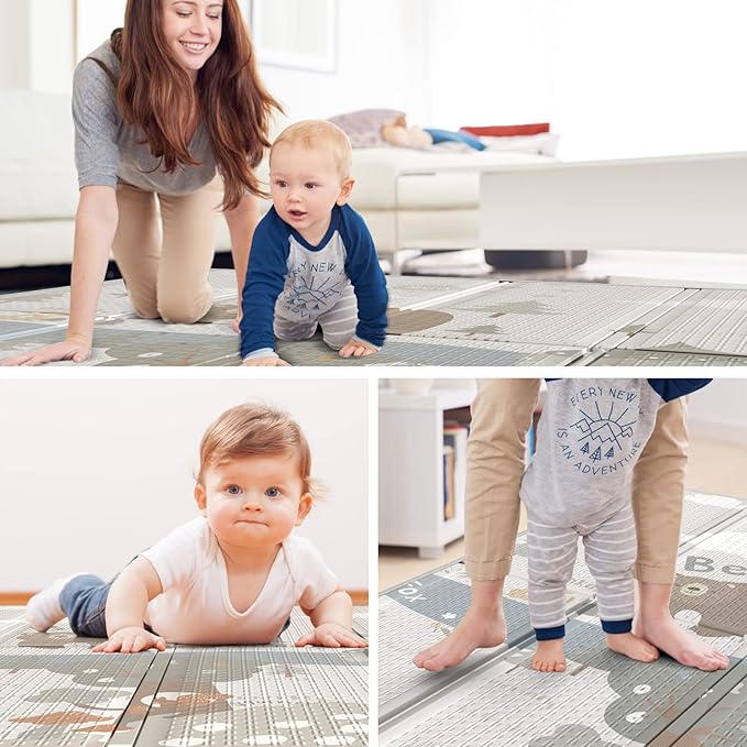 Fodoss Baby Play Mat, 59x71inch Play Mat, 0.4 in Thick Foam Play Mat, Waterproof,Free from BPA, PVC, Phthalates, Playmat for Babies, Foldable Play Mat forBabies, Large Infant Playmat