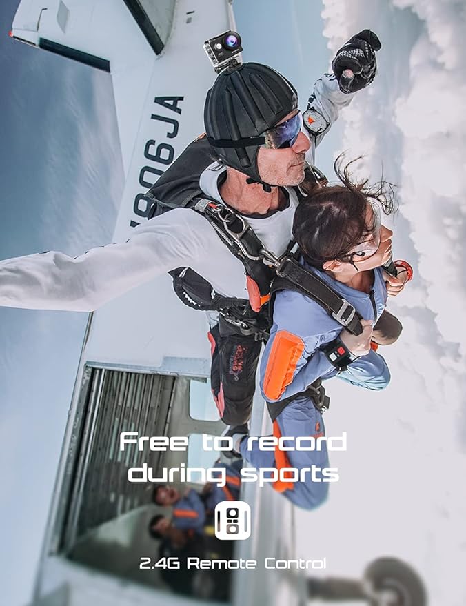 Apexcam Action Camera 4K with 64G SD Card Sport Cameras 20MP 131FT Waterproof Underwater Camera 170°Wide-Angle WiFi Camera with 2.4G Remote Control, 2 Batteries, Mounting Accessories Kits