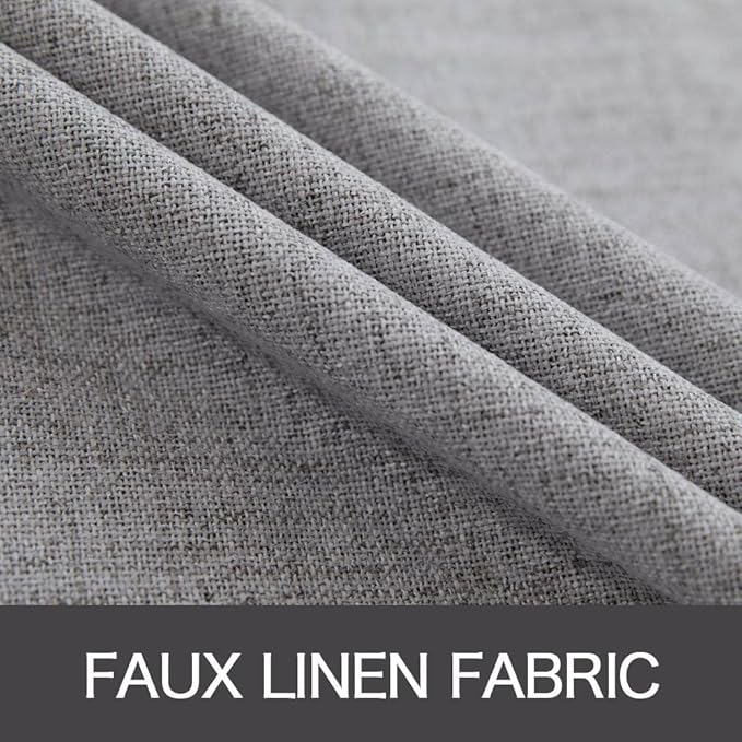MIULEE Linen Texture Curtains for Bedroom Solid 100% Blackout Thermal Insulated Grey Curtains Grommet Room Darkening Drapes Luxury Decor for Living Room Nursery 52x54 Inch (2 Panels)