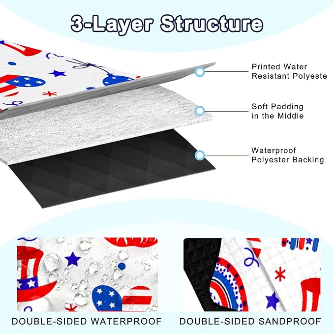 Extra Large Picnic Blanket Waterproof,80"x 80"Foldable Machine Washable Beach Blanket,Outdoor Blanket for 6-8 Adults,Suitable for Indoor Crawling,Park Beach,Camping,Hiking,Family Travel(Blue,Red)