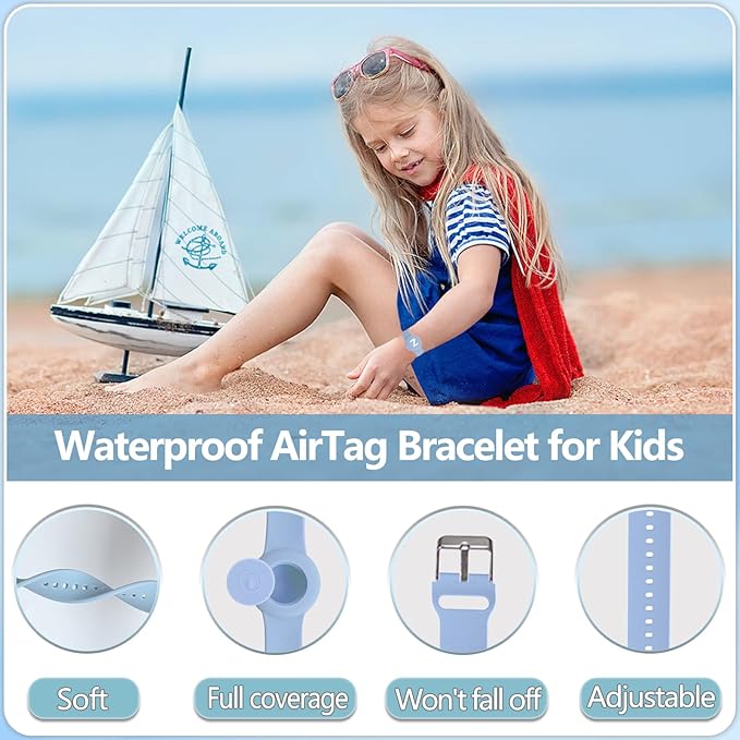 Waterproof Bracelet for AirTag Kids, Personalized Initial Letter Hidden Holder Compatible with Air Tag, Silicone Case for Airtag Adjustable Anti-Lost GPS Tracker for Toddler Child Elder, Z