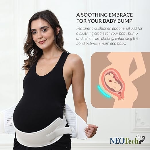 NeoTech Care Pregnancy Support Maternity Belt, Waist/Back/Abdomen Band, Belly Brace (Size L, Ivory Color)