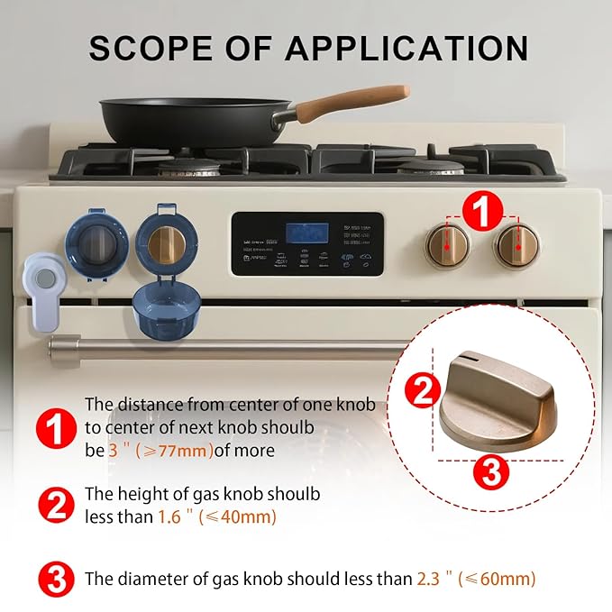 5+1 Packs Stove Knob Safety Covers, Childproof Oven Door Lock, Double-Key Design and Universal Size, Water Resistant Oil Resistant and High Temperature Resistant, for Home Kitchen Kids Pets Childproof