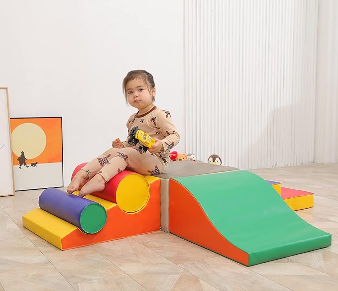 Toddler Foam Climbing Set Indoor - Kids Climb & Crawl Soft Activity Playset - Toddler Climber Gymnastics Equipment for Walking in Balance