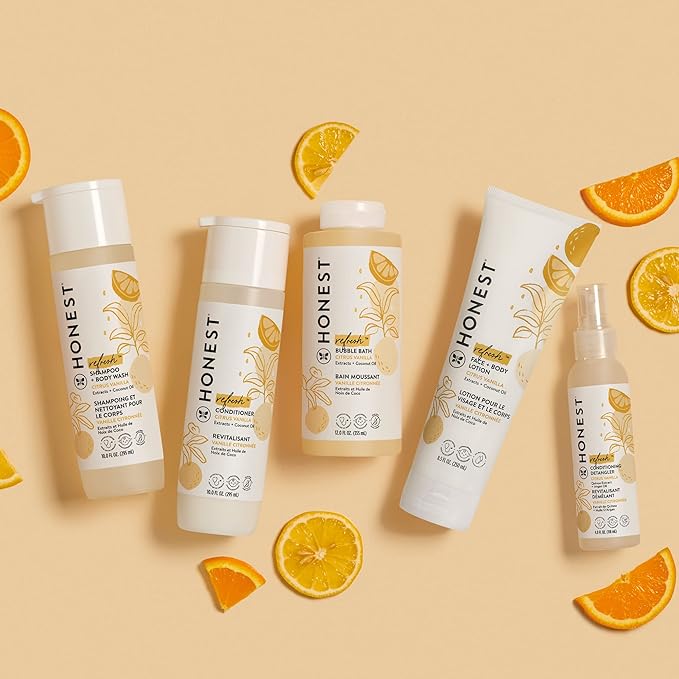 The Honest Company 2-in-1 Cleansing Shampoo + Body Wash | Gentle for Baby | Naturally Derived, Tear-free, Hypoallergenic | Citrus Vanilla Refresh, 10 fl oz