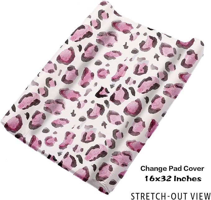 Custom Nursery Crib Bedding Set: Personalized Name 4 Piece Pink Leopard Elephant Design Baby Crib Sets for Girls - Toddler Double Layer Blanket Set, Comfortable Crib Bed Sheets for Baby Toddlers