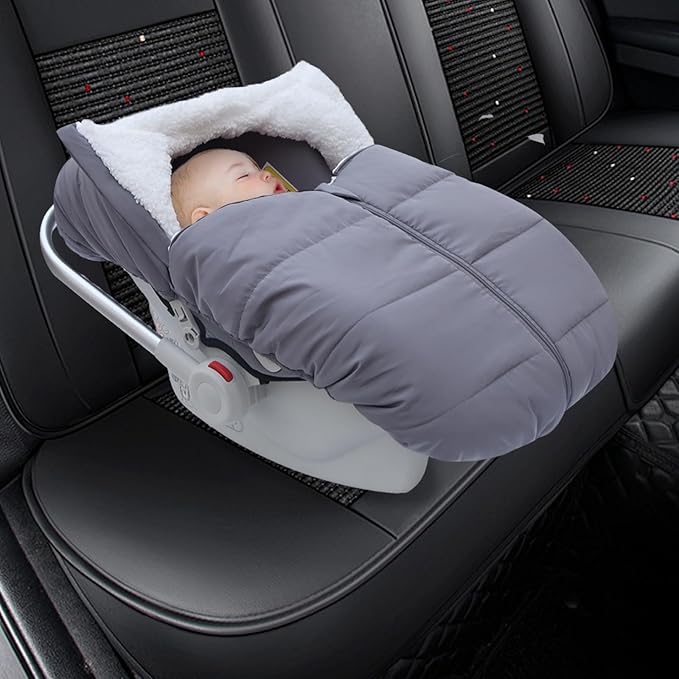 Fairy Baby Winter Car Seat Cover for Babies Carseat– Waterproof, Warm Car Seat Cover Baby – Universal Winter Cover for Back Seat, Infant Car Seat & Baby Carseat (Grey)