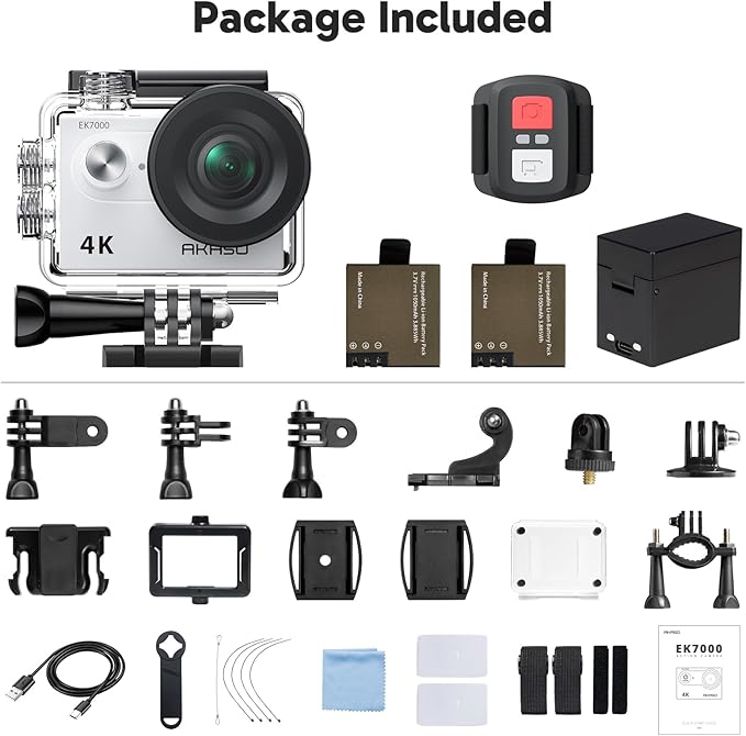AKASO EK7000 4K30FPS 20MP WiFi Action Camera with EIS Ultra HD 131FT Waterproof Underwater Camera Remote Control 4X Zoom Support External Microphone