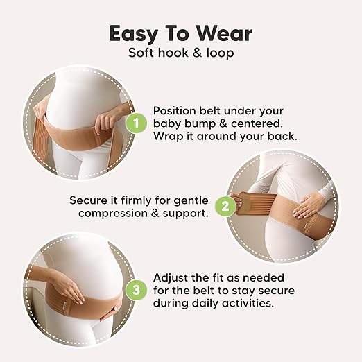 KeaBabies Maternity Belly Bands for Pregnant Women - Soft & Breathable Pregnancy Belly Support Band, Adjustable Maternity Belt for Back, Pelvic Support, Comfortable, Easy to Use (Warm Tan, M/L)
