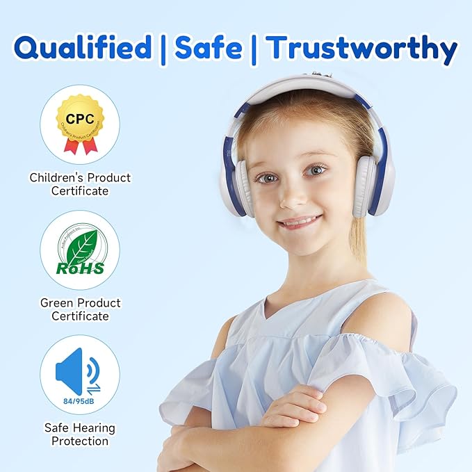 EarFun K2 Kids Bluetooth Headphones, Kids Headphones with Volume Limited, 40H Playtime, Built-in Mic, Stereo Sound, Foldable Over-Ear Headphone for School/Travel/iPad/Tablet, Orange