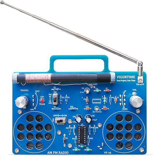 AM/FM Radio Kit | Soldering Project DIY Kit for Practicing Teaching Electronics | Stereo | Great STEM Project and Gift | Upgraded Version VT-16