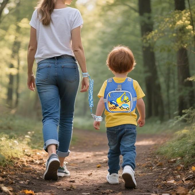 Accmor Toddler Harness Leash + Reflective Anti Lost Wrist Link, Cute Car Kids Back Pack with Hand Strap Collapsible Child Walking Restraint Belt Tether Hold Baby Boys Close For Outdoor Travel