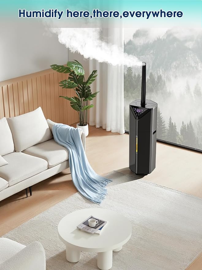 5Gal Humidifiers for Bedroom Large Room 2800 sq ft, 19L Quiet Humidifiers for Large Room, Floor Humidifier with 6 Mist Mode & Auto 180°Mist Tube for Home Whole House School Office Commercial Plants