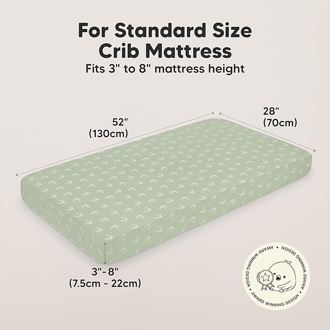 KeaBabies 2-Pack Organic Crib Sheets for Boys, Girls - 52x28 Fitted Crib Mattress Sheet Neutral, Breathable Jersey Cotton Cover for Baby Bed, Toddler Mattress, Soft & Cute Prints (Lunaris)