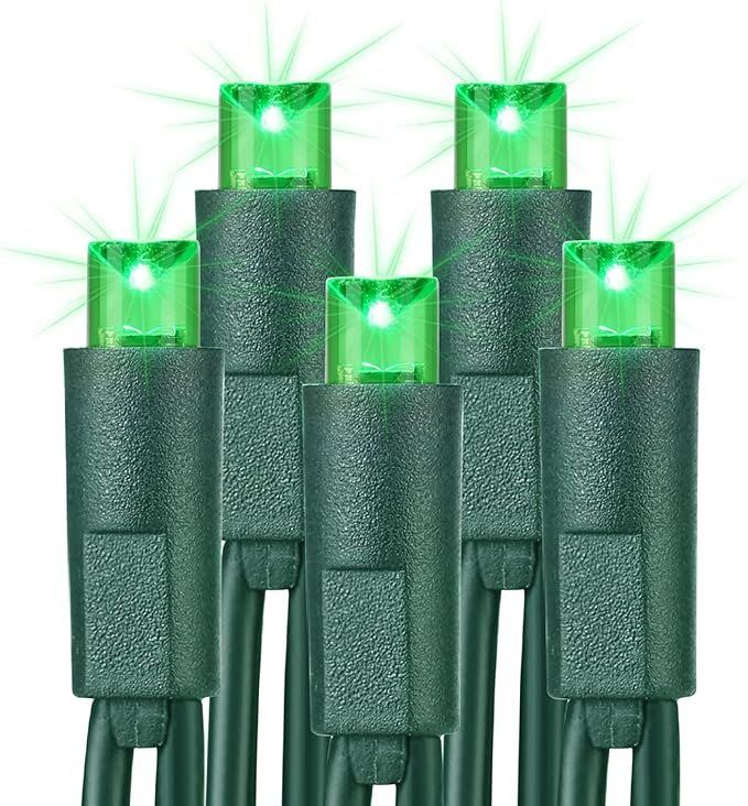 Brizled Green Christmas Lights, 33ft 100 LED 5MM Wide Angle Christmas String Lights, Connectable 120V UL Certified Xmas Tree Light Indoor Outdoor Mini Green Light for Xmas Halloween Tree Party Home