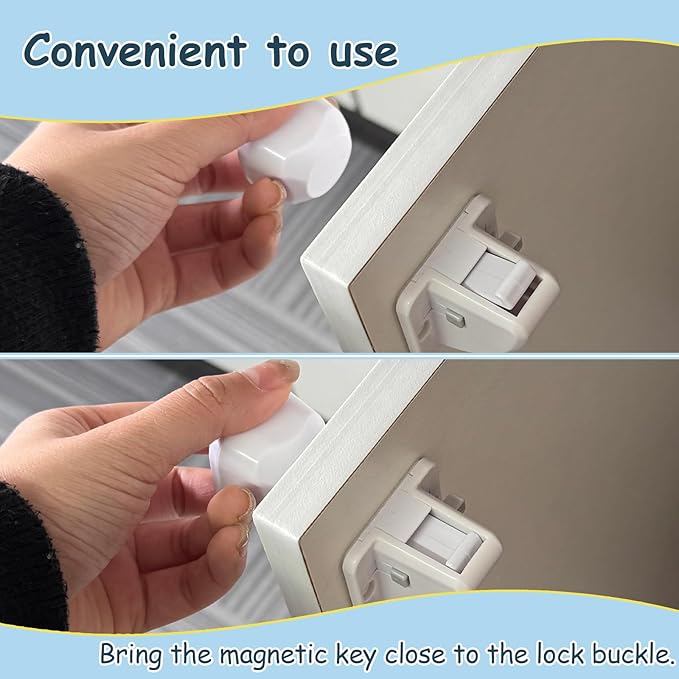 12 Pack Magnetic Cabinet Locks Baby Safety Child Proofing Invisible Locks No Drill Easy Installation for Cabinets Drawers Doors
