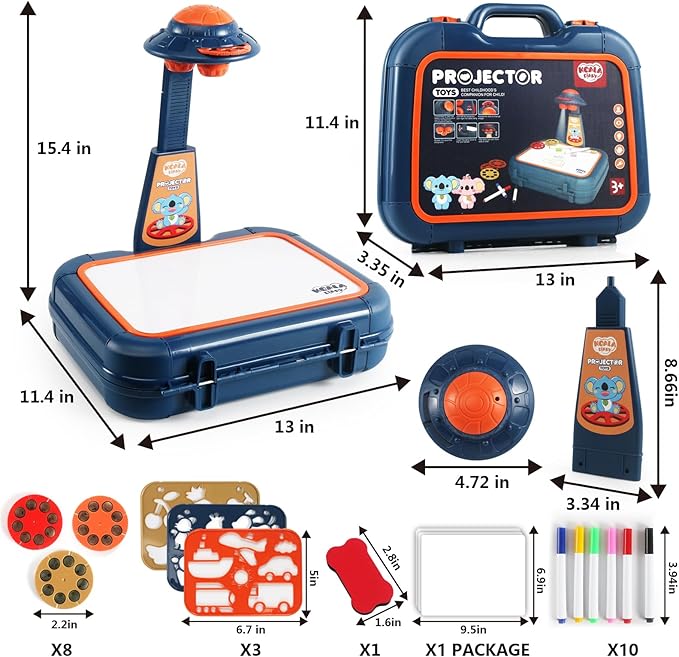 Drawing Kit 4-6, Drawing Projector for Kids, Art Sketch Projector Drawing and Tracing Include 64 Projection Image, Color Pen, Drawing Stencil, Kids Learn How to Draw Toys Set for Boys Girl Ages 3-5