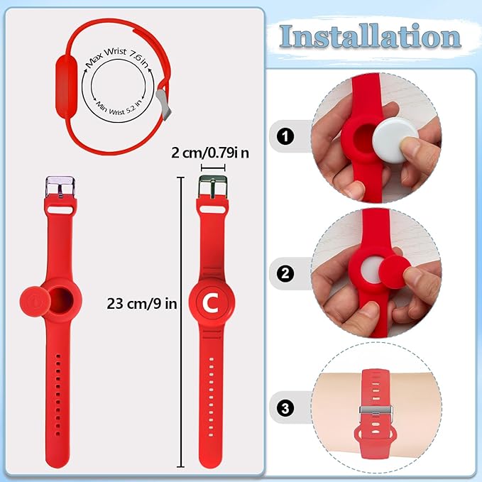 Waterproof Bracelet for AirTag Kids, Personalized Initial Letter Hidden Holder Compatible with Air Tag, Silicone Case for Airtag Adjustable Anti-Lost GPS Tracker for Toddler Child Elder, C