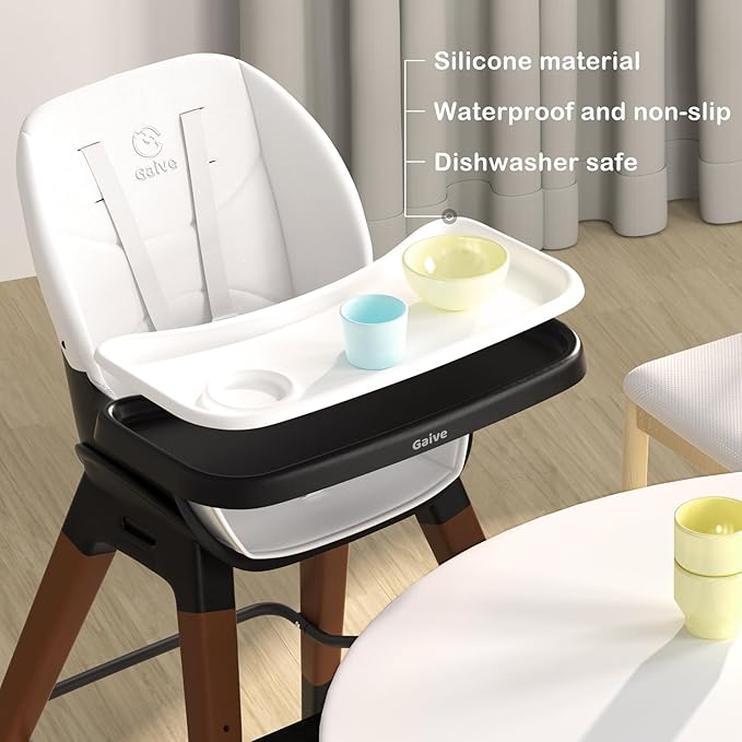 8 in 1 Highchair, Convertible Wooden Baby High Chair with Tray, Adjustable High Chair for Babies and Toddlers, Easy to Clean, Grow with Family|Booster|Learning Table|High Stool