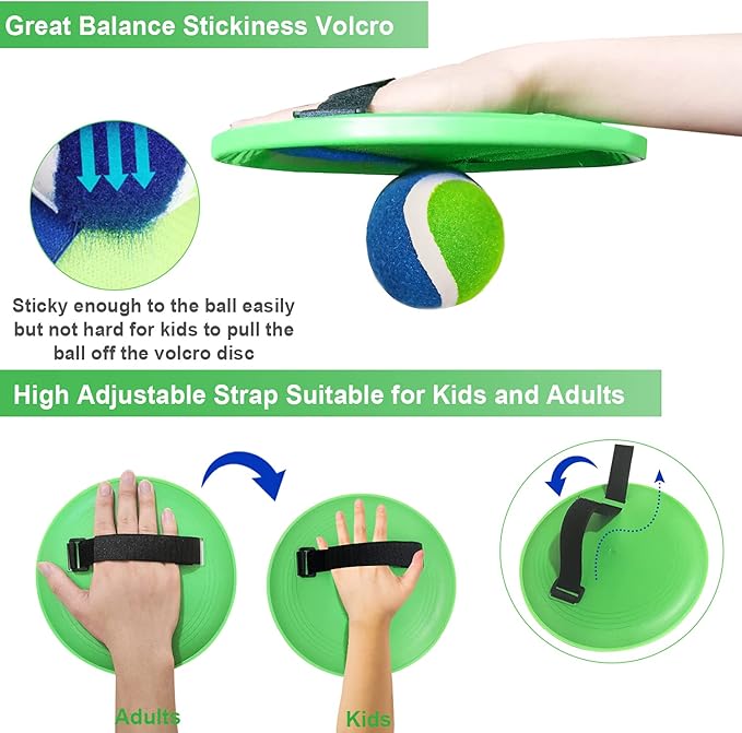 Jalunth Ball Catch Set Game Paddle - Beach Toys Back Yard Pool Outdoor Games Backyard Camping Throw Catch Toss Age 3 4 5 6 7 8 9 10 11 12 Years Old Boys Girls Kids Adults Family Outside Easter Gifts