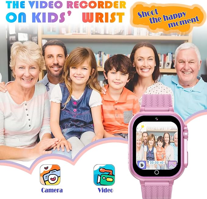 Goodatech Kids Smart Watch for Boys Girls, 1.54'' Smartwatch with 26 Puzzle Games,HD Camera,Video Music Player,Pedometer,Flashlight,Audio Book etc., Aluminum Case and Sport Band (Pink)