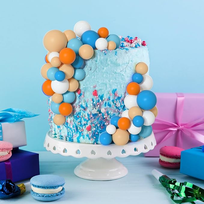 75 Pieces Cake Balls Topper Decorations Foam Cupcake Topper Mini Balloon Cake Topper Balls Cake Picks for Cake Deco Birthday Party Wedding（Orange,Yellow,Blue,White）