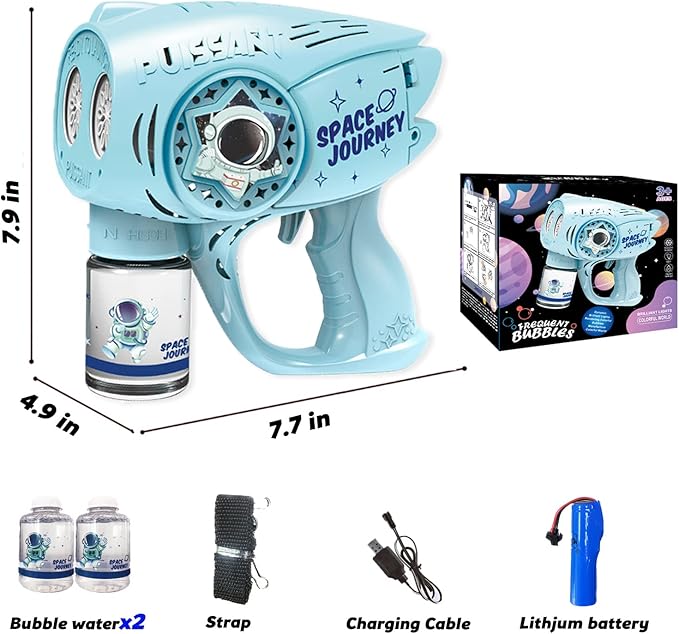 Automatic Gatlin Bubble Gun，Rocket Launcher Bubble Machine Gun，Thousands of Bubbles Per Minute, Suitable for Kids, Adults, Party Favors for Girl Boy (TK-Blue)